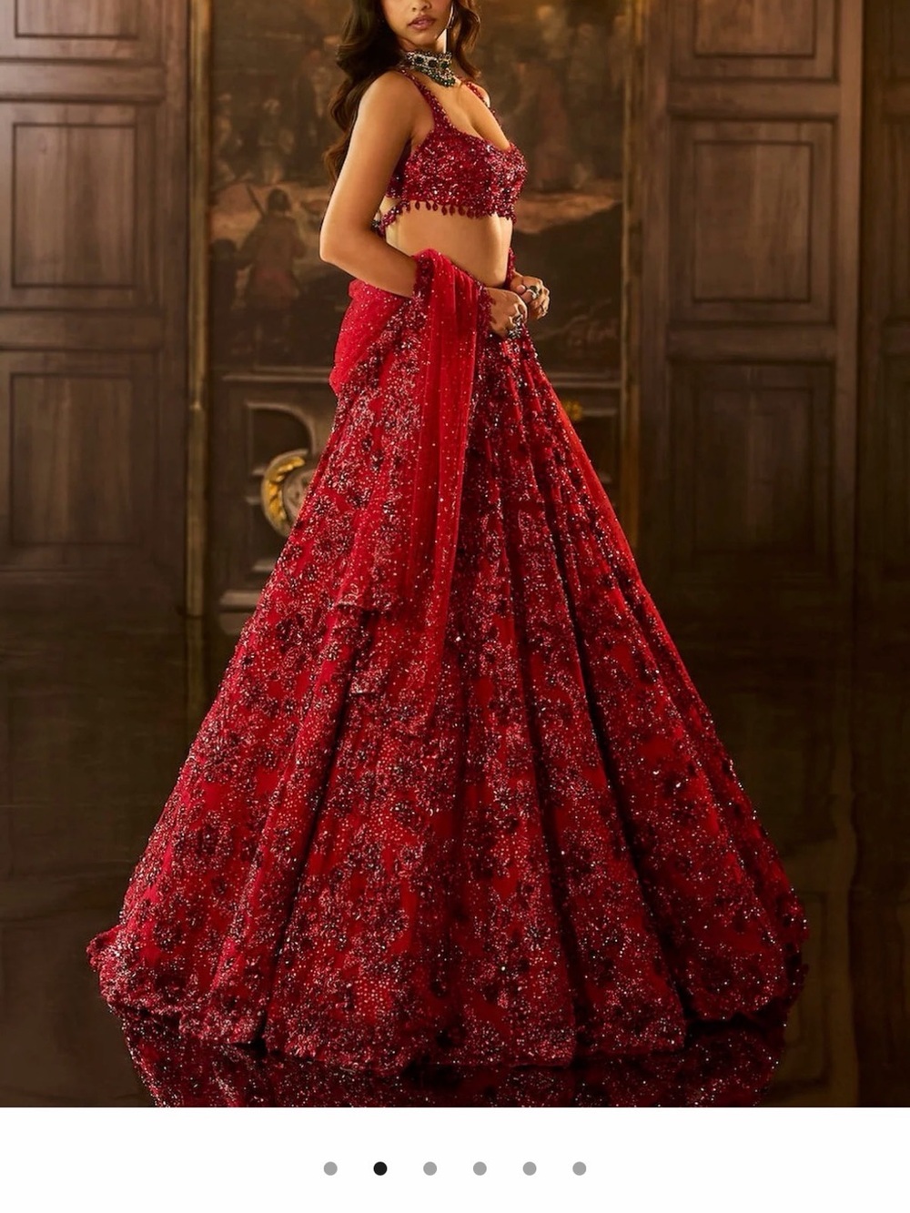 Seema Gujral Red Sequin and Crystal Bridal Lehenga